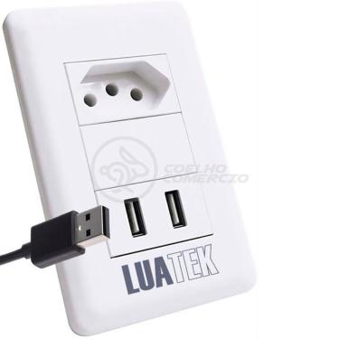 Imagem de Tomada De Parede 1 Entrada Fonte 2 Usb 5v 10a Bivolt
