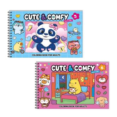 Imagem de Kit 2 Livro De Colorir Cute & Comfy 05 Azul E 06 Rosa