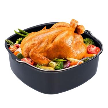 Imagem de Barril quadrado de bolo, 22 cm ferro Air Fryer Assadeira HD9925/HD9860/HD9905/01 Fritadeira Pão Assadeira Prato Pizza Grill Pot Mat