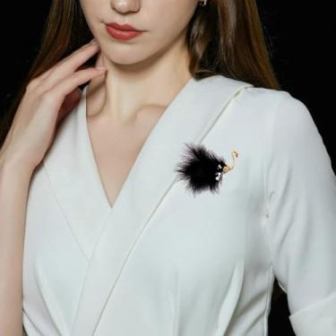 Imagem de Broche de cisne vintage para mulheres, moda branca, bola, preto, animal, pássaro, broches, alfinetes, lapela, acessórios de vestido fofo, aniversário, Halloween, Natal, joias