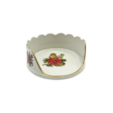 Imagem de Panetoneira Aberta Com Pegador Dourado 17Cm - Ce Porcelana
