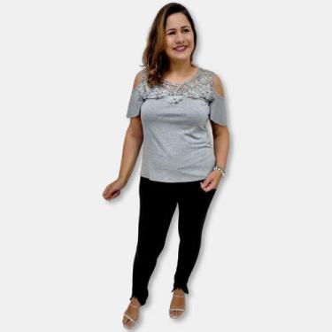 Imagem de Blusa Malha Viscolycra Ciganinha Com Renda Lisa - Sarat Moda Indiana, 