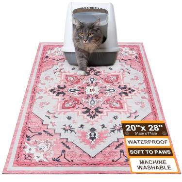 Imagem de BEAUTYZOO Tapete de areia para gatos, tapete de areia de 51 x 71 cm, tapete de areia impermeável, tapete de areia antiderrapante para controle de dispersão do chão, macio nas patas e fácil de limpar