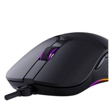 Imagem de Mouse Óptico Com Fio USB, 6 Botões, Iluminação RGB 7 Cores, DPI Ajustável 800-3200, Preto, 12,5x6,5x4cm, Ambidestro, Modelo EMW214