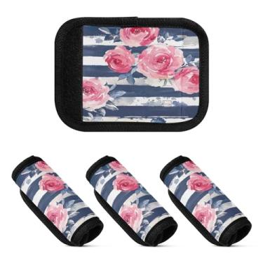 Imagem de Qilmy Beautiful Peonies Bagagem Handle Wrap Pacote 2 Identificadores de Bagagem Tag Comfort Handle Grips Capa para Carrinho de Viagem Bolsa Mala Avião Acessórios de Viagem 866