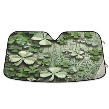 Imagem de Wassud Paredes de trevo de quatro folhas, para-sol de para-brisa de carro, persianas refletivas para janela frontal de carro, protetor de viseira de sol, bloqueia raios UV, persiana dobrável sanfonada