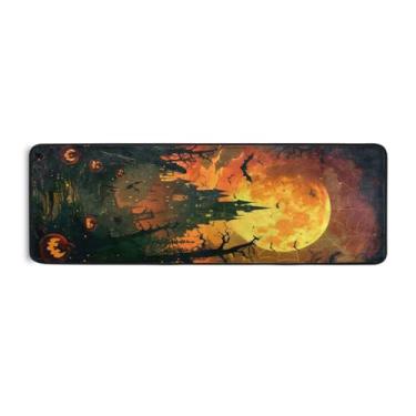 Imagem de Burbuja Tapete de corredor de castelo de Halloween 61 x 183 cm, tapete lavável antiderrapante com suporte de borracha, tapete para sala de estar, corredor, decoração de casa