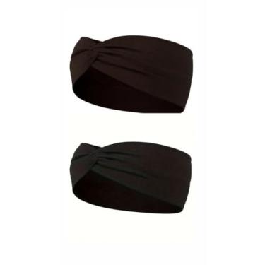 Imagem de Turbante Faixa de Cabelo Feminino em Viscose com Elastano — Ajustável e Confortável, Cor Única(Turbante Bege)