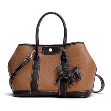 Imagem de Jooniter Bolsa tiracolo feminina de couro vegano com alça superior e alça ajustável, Café marrom A12