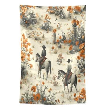 Imagem de STAYTOP Tapeçaria de parede de caubói norte-americano ocidental tapeçaria para decoração de casa decoração de dormitório sala de estar quarto tapete de parede (60 × 51 polegadas)