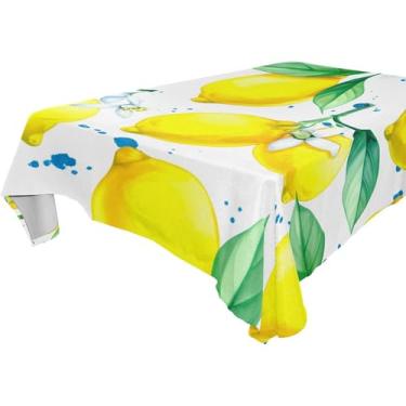 Imagem de Burbuja Toalha de mesa de limão aquarela, toalha de mesa quadrada, anti-rugas, grossa para decoração de jantar, cozinha, festa, 137 x 137 cm