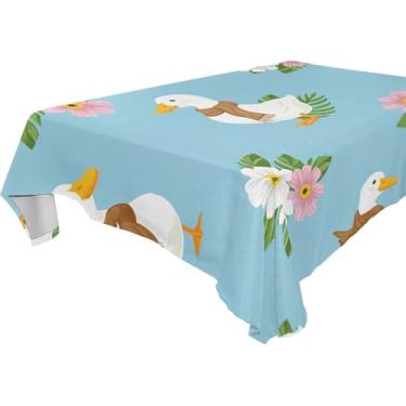 Imagem de Burbuja Patos usando cachecóis toalha de mesa, toalha de mesa quadrada anti-rugas grossa para decoração de jantar, cozinha, festa, 137 x 137 cm