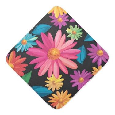 Imagem de STAYTOP Toalhas de bebê com capuz de musselina de margaridas coloridas, toalha de banho super macia, toalhas de banho absorventes para banho recém-nascido unissex 76 x 76 cm
