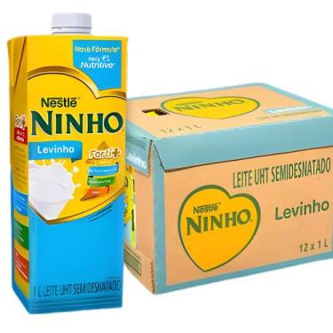 Imagem de Kit 12 Leite Ninho Semidesnatado Levinho 1L