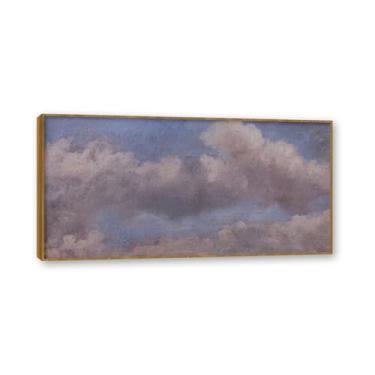 Imagem de Moldura de madeira de teca. Mural com moldura de madeira maciça John Constable Pintura de paisagem Arte de romance Arte de parede elegante emoldurada. (Estudo de nuvem 30). 50 x 100 cm