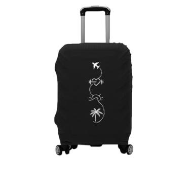 Imagem de Capa para Malas de Viagem em Tecido Listrado, Capa Protetora de Bagagem Elástica para Mala Tecido Lavável e Esticável Espessa Protege contra Arranhões Fácil Colocar Tirar(04-Branco,P (8 a 10 KG))