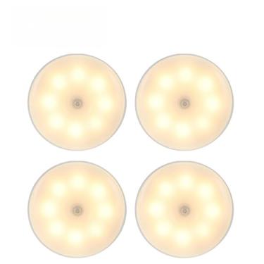 Imagem de Luminária Luz LED Sensor de Movimento Magnética USB Recarregável Sem Fio com-Duas cores Lâmpada Noturna(KIT4-Duas cores（Fria+Quente）)