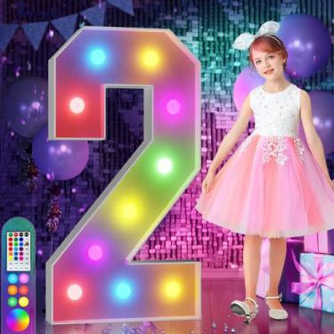 Imagem de Marquee Numbers imprsv 4FT Colorido Number 2 com controle remoto