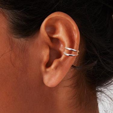 Imagem de Brinco de orelha para mulheres, brincos de orelha prateados, não perfurantes, cartilagem, brincos falsos
