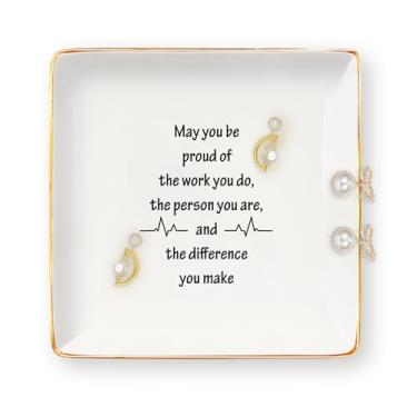 Imagem de Presentes de enfermeira para mulheres – presentes para enfermeiras bandeja de joias de cerâmica prato de bijuteria prato bugiganga dia de ação de graças agradecimento de Natal amamentação aniversário