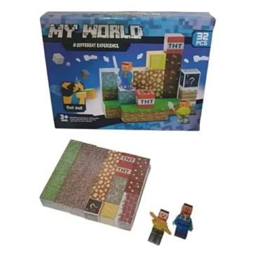 Imagem de Blocos Magnéticos 32 Peças De Blocos De Construção Magnéticos Brinquedos De Cubo Magnético Empilháveis Conjunto De Construção De Mundo Florestal Brinquedos Sensoriais