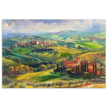 Imagem de Quebra-cabeças para adultos com pintura do campo toscano, 1000 peças, arte de flor, mordaça, presente, quebra-cabeça, jogos, presentes