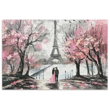 Imagem de Quebra-cabeça com pintura Eiffel Paris cereja 500 peças para adultos, brinquedo de arte, quebra-cabeças exclusivos, presentes para amantes de quebra-cabeças