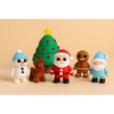 Imagem de Kits de Natal: Mini Figuras Articuladas e Containers de Árvore de Natal – Presentes Criativos e Decorativos(Árvore + Minis)