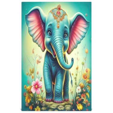 Imagem de Joisal Toalhas de mão de chá bonito elefante azul vívido animal conjunto de toalha de prato decorativo panos de prato panos de prato absorventes 45 x 71 cm, 6 pacotes