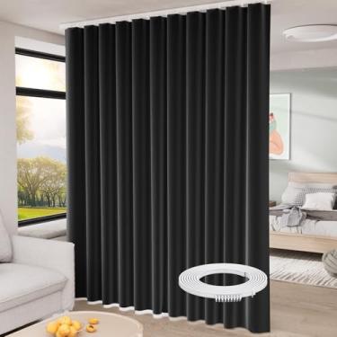 Imagem de Cortina divisória de quarto com montagem no teto, cortinas blackout para teto espesso, tela divisória de quarto, painéis de cortina de janela de trilho de teto flexível para sala de estar e quarto