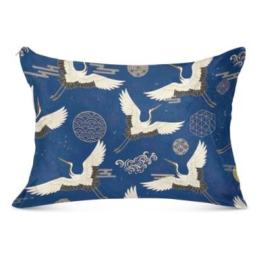 Imagem de Elegante Cranes Wings Blue Animal Grande Zíper Fronha Decorativa Longa Padrão Queen King Fronha Slip Home Living Bedding, Tamanho do Corpo, 53 cm x 137 cm