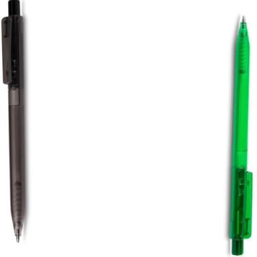 Imagem de Caneta Esferográfica em Alumínio Reciclado, Retrátil, Escrita Azul, Corpo Emborrachado, Ponta Touch, Refil Tipo Parker, Ambidestro, 15g (Preto e Verde)