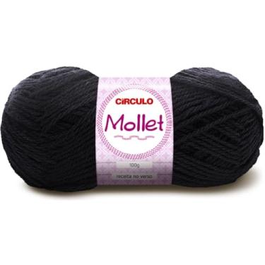 Imagem de Fio Mollet Círculo 100g 200m Lã Acrílica Tricô Crochê Artesanato Touca Cachecol Inverno Novelo (940 - PRETO)