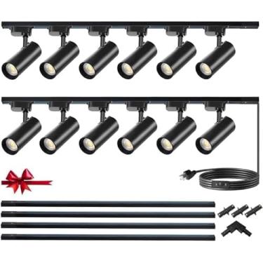 Imagem de Yuemegou Kit De Sistema De Iluminação De Trilho Led Tipo H De 25 W E 2000 Lm Superbrilho Com Trilhos De 13 Pés, Luminária De Teto Com Pacote De Instalação, Luz Fria De 6000 K Com Brilho Regulável