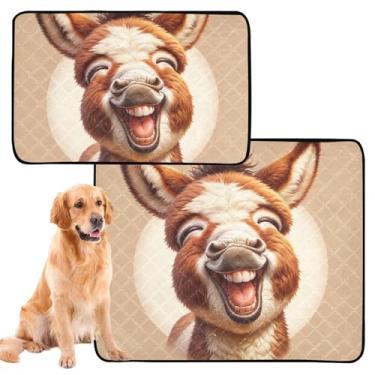 Imagem de TSENQUE Tapete fofo de burro adorável para animais de estimação, reutilizável, tapete lavável à prova d'água, antiderrapante, absorvente para cães, pequeno pacote com 3
