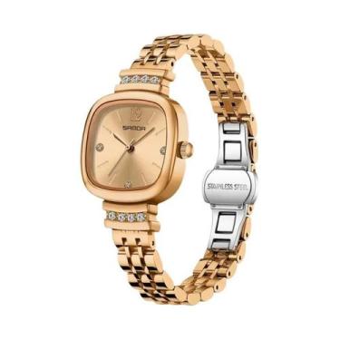 Imagem de Relógio De Pulso Feminino Elegante Pequeno Quadrado Com Pulseira De Aç