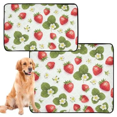 Imagem de Almofada de xixi para animais de estimação floral branca de desenho animado para gatos, lavável para cães, tapete impermeável para cachorros, absorventes de penico, médio + grande, conjunto de 2