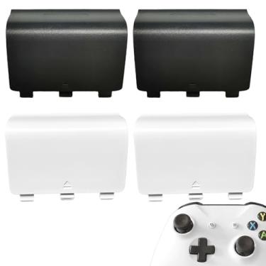 Imagem de Substituição de capa de bateria de 4 peças para controle Xbox One/One S/One X [NÃO para Xbox Series X/S], capas traseiras de bateria, peça de reparo de porta de tampa de bateria compatível com