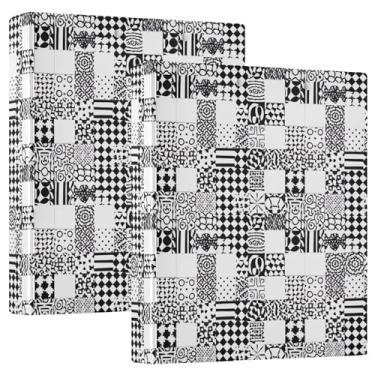 Imagem de Fichários geométricos de 3 anéis com 3 argolas para 200 folhas, pastas fofas para cadernos florais, redondo, fichário de escritório, 31,5 x 27 x 6 cm, 1 pacote