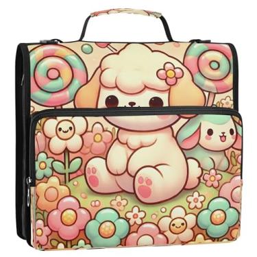 Imagem de Organizador de fichário escolar com 3 anéis com zíper e bolsos para documentos Bold Puppy Red