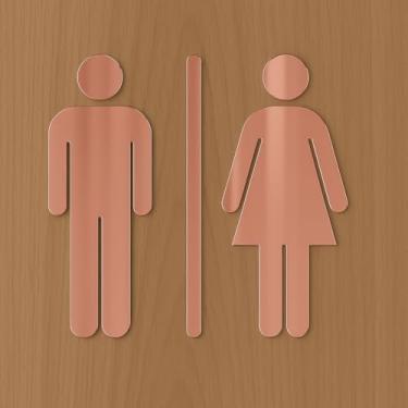 Imagem de Placa de sinalização Feminino Masculino para banheiros e lavabos em acrilico espelhado (Rosé)