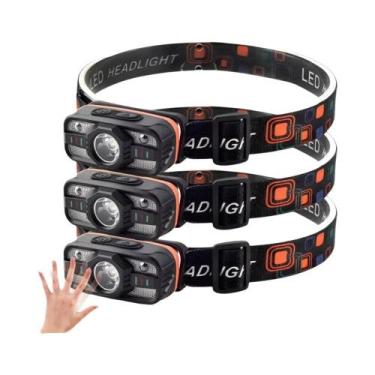 Imagem de Lanterna De Cabeça LED Recarregável Com Sensor, Leve E Portátil, 6 Mod