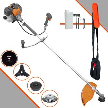 Imagem de Roçadeira Podador de Grama Tekna RL430P À Gasolina 2T 43cc 1,7HP Completa Com Carretel de Nylon + Faca 3 Pontas + Faca 80 Dentes + Escova de Aço