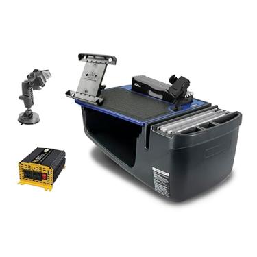 Imagem de AutoExec Mesa de carro Efficiency FileMaster para sua estação de trabalho de veículo e escritório móvel, azul, com inversor de potência de 400 watts, suporte para telefone, suporte para tablet e