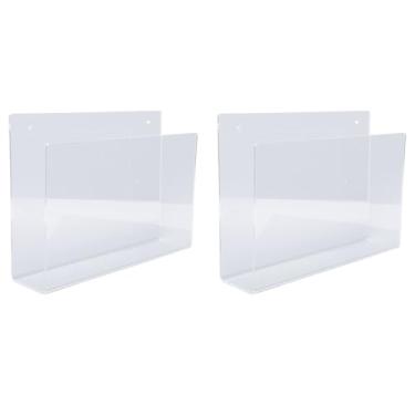 Imagem de Asixxsix Suporte de Arquivo de Parede Acrílico Transparente, Organizador de Montagem Em Parede de 2 Bolsos únicos Com Autoadesivo, para Armazenamento de Revista de Folheto de Pasta