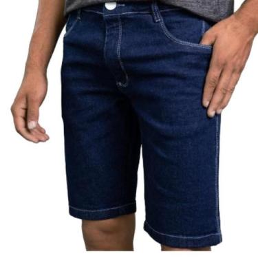 Imagem de Bermuda Jeans Masculina Slim, Azul Escuro - Zillati Jeans, 44, Azul es