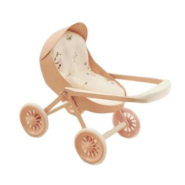 Imagem de oshhni Carrinho de bebê em miniatura para decoração de casa de bonecas, acessórios para brincar de faz de conta, ideal para berçário e casa de bonecas, Rosa
