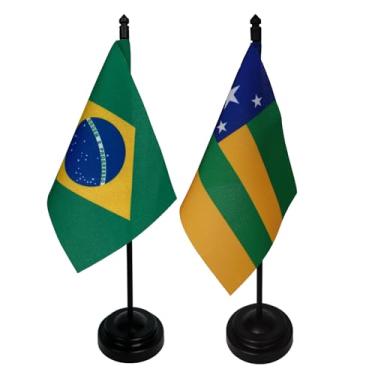 Imagem de Kit Bandeira de Mesa Brasil e Sergipe, Oxford, 26cm Altura, 18x11cm, Multicolorido, Base Plástica, Decoração para Escritório, Eventos, Escolas