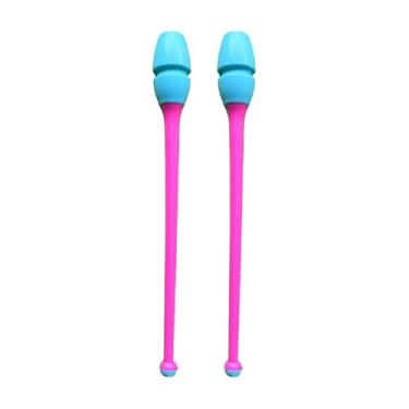 Imagem de kowaku Conjunto de 2 maças de ginástica rítmica de 45,5 cm (17,91 polegadas) conectáveis, equipamento de treinamento de ginástica, barra de exercícios para, Cabeça Azul