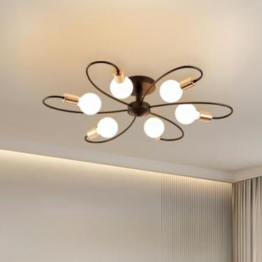 Imagem de 110-240V, (Lâmpada Não Incluída), Luminária Pendente Preta com 6 Cabeças, para E27 Luminaria de Teto, Luminária de Teto, Lustre Quarto, Lustre Sala de Jantar